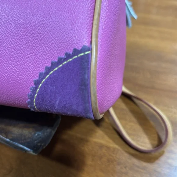 Dooney & Bourke Vintage Leather Pink and Tan Crossbody Bag with Gold Hardware - Picture 9 of 13